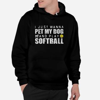 Funny Girls Softball Puppy Dog Lover Gift Hoodie | Crazezy CA
