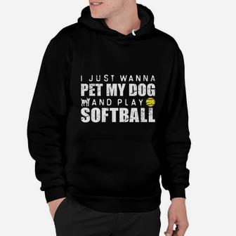Funny Girls Softball Puppy Dog Lover Gift Hoodie | Crazezy DE