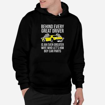 Funny Husband Driver Great Wife Racing Car Parts Hoodie | Crazezy