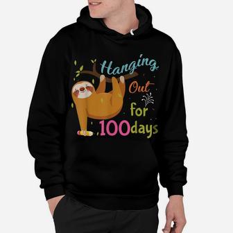 Funny Sloth Hanging Out For 100 Days Of School Hoodie | Crazezy