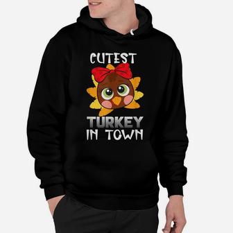 Funny Thanksgiving Day Boys Kids Girl Cutest Turkey In Town Hoodie | Crazezy DE