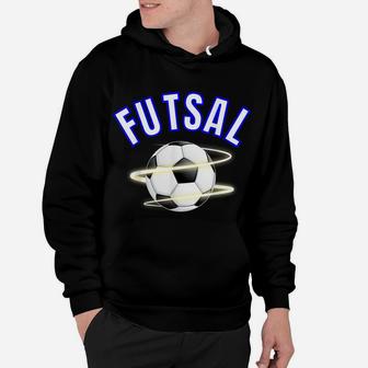 Futsal 2019 Soccer With Futsal Ball Blue And White Graphic Hoodie | Crazezy DE