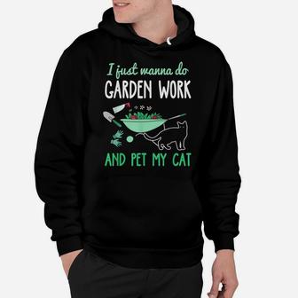 Gardening Cat Lover Shirt Funny Garden Work Cats Plant Hoodie | Crazezy