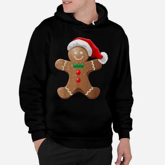 Gingerbread Man Cookie With Santa Claus Hat Christmas Hoodie | Crazezy