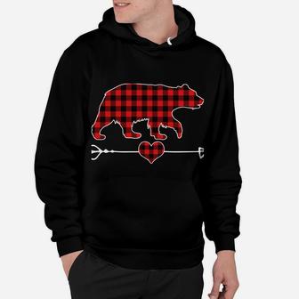 Grandma Bear Christmas Pajama Red Plaid Buffalo Family Gift Hoodie | Crazezy