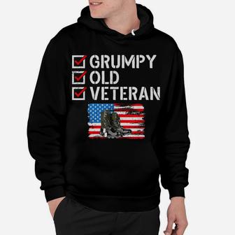 Grumpy Old Veteran Patriotic American Military Veteran Flag Hoodie | Crazezy