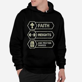 Gym Weight Lifter Faith Protein Shakes Workout Hoodie | Crazezy DE