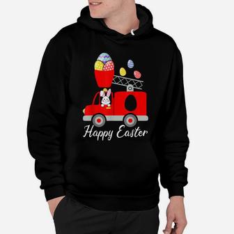 Happy Easter Fire Truck Easter Egg Cute Bunny Firefighter Hoodie | Crazezy AU