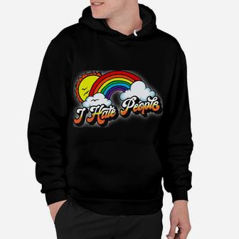 I Hate People Funny Antisocial Introvert Vintage Rainbow Hoodie | Crazezy