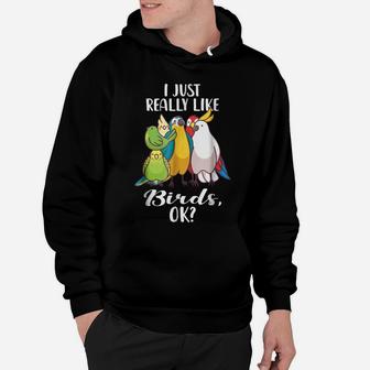 I Just Really Like Birds Parrot Cockatoo Budgerigar T Shirt Hoodie | Crazezy
