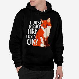I Just Really Like Foxes OK - Funny Fox T-Shirt Women Kids Hoodie | Crazezy DE