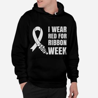 In October I Wear Red For Ribbon Week Awareness Kids Boys Hoodie | Crazezy