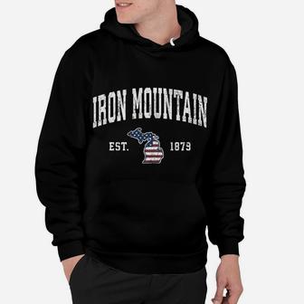 Iron Mountain Michigan Mi Vintage American Flag Design Sweatshirt Hoodie | Crazezy