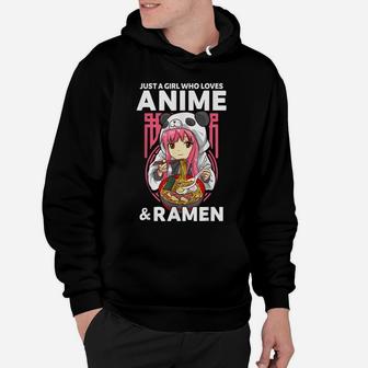 Just A Girl Who Loves Anime And Ramen Bowl Panda Teen Girls Hoodie | Crazezy CA