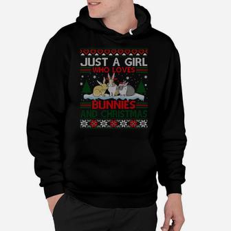 Just A Girl Who Loves Bunnies And Christmas Ugly Sweater Sweatshirt Hoodie | Crazezy