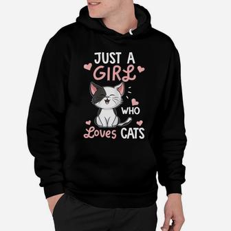 Just A Girl Who Loves Cats Tshirt Cute Cat Lover Gifts Hoodie | Crazezy UK