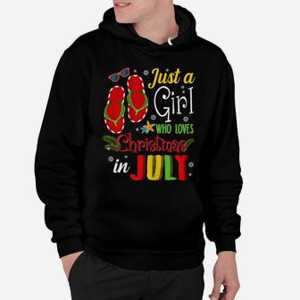 Just A Girl Who Loves Christmas In July Shirt Summer Gift Hoodie | Crazezy