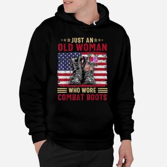 Just An Old Woman Who Wore Combat Boots Hoodie | Crazezy