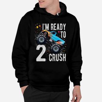 Kids 2Nd Birthday Boy Shirt 2 Year Old Monster Truck Car T Shirt Hoodie | Crazezy