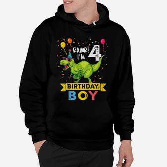 Kids 4 Year Old Shirt 4Th Birthday Boy T Rex Dinosaur T Shirt Hoodie | Crazezy UK