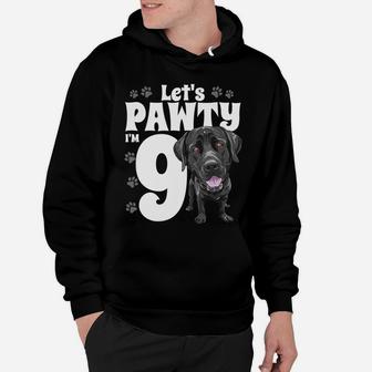 Kids 9 Year Old Black Lab Dog Birthday Pawty Labrador 9Th Gift Hoodie | Crazezy