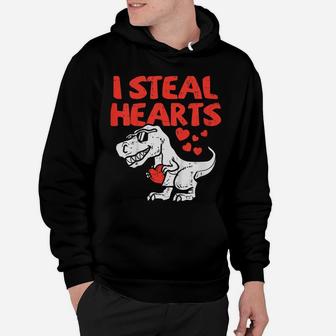Kids I Steal Hearts Trex Dino Cute Baby Boy Valentines Day Gift Hoodie | Crazezy UK
