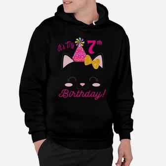 Kids Its My 7Th Birthday Shirt Girl Kitty Cat Theme Party Outfit Hoodie | Crazezy AU