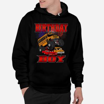 Kids Monster Trucks Birthday Boy Monster Trucks For Boys Hoodie | Crazezy
