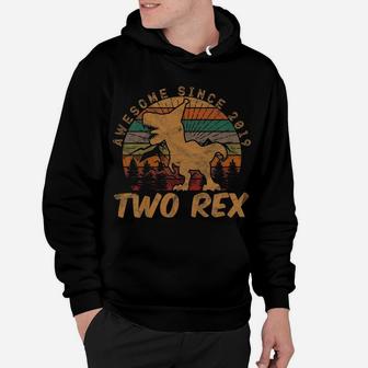 Kids Two Rex 2Nd Birthday Gifts Second Dinosaur 2 Year Old Hoodie | Crazezy CA