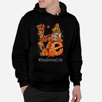 Leopard Love Gnome Fall Pumpkin Bus Driver Life Thanksgiving Hoodie | Crazezy