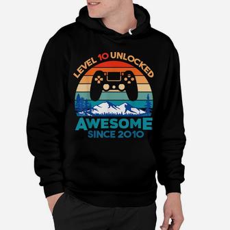 Level 10 Unlocked Birthday 10 Years Old Awesome Since 2010 Hoodie | Crazezy CA