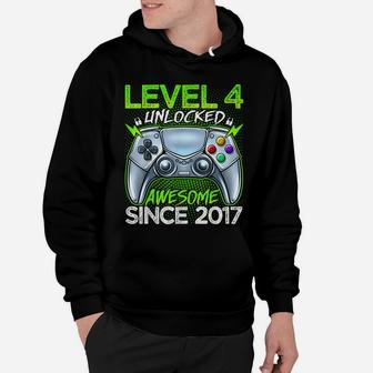 Level 4 Unlocked Awesome Since 2017 4Th Birthday Gaming Hoodie | Crazezy CA