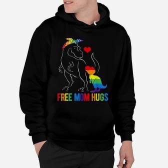 Lgbt Free Mom Hugs Dinosaur Rex Mamasaurus Ally Rainbow Flag Hoodie | Crazezy