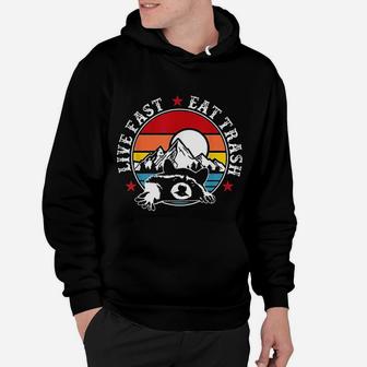 Live Fast Eat Trash Funny Raccoon Camping Hoodie | Crazezy