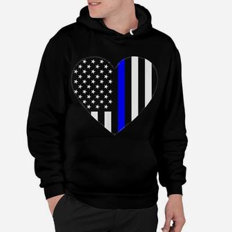 Love Our Police Officer Us Flag Heart Thin Blue Line Hoodie | Crazezy