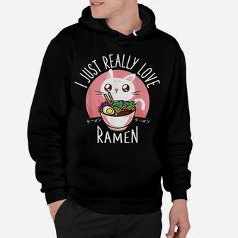 Love Ramen Japanese Noodles Kawaii Anime Cat Gifts Hoodie | Crazezy AU