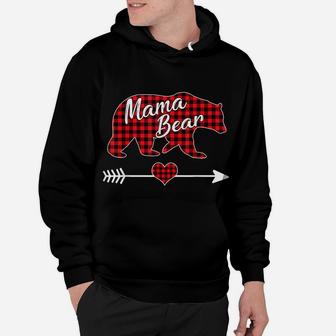 Mama Bear Christmas Pajama Red Buffalo Plaid Family Gift Hoodie | Crazezy