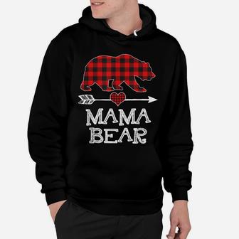 Mama Bear Christmas Pajama Red Plaid Buffalo Family Gift Hoodie | Crazezy