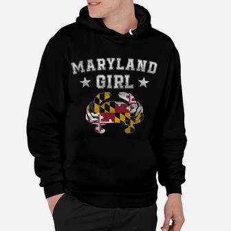 Maryland Girl Flag Blue Crab T Shirt - State Pride Retro Tee Hoodie | Crazezy