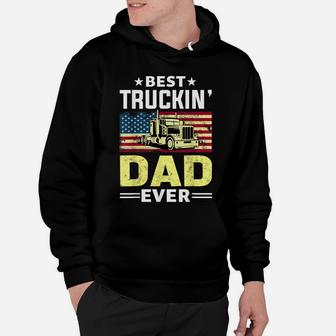 Mens Best Trucking Dad Ever Shirt Truck Driver Gifts USA Flag Hoodie | Crazezy