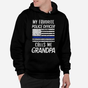 Mens Mens My Favorite Police Officer Calls Me Grandpa Thin Blue Hoodie | Crazezy