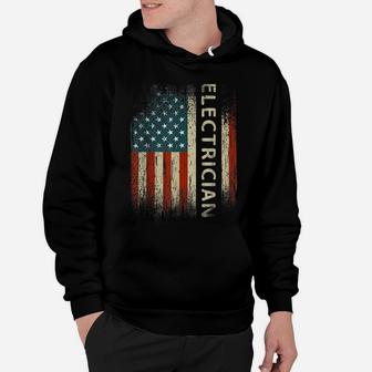 Mens Patriotic Electrician Gifts American Usa Flag Funny Lineman Hoodie | Crazezy