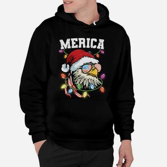 Merica Christmas Usa Flag Patriotic Veteran Santa Bald Eagle Sweatshirt Hoodie | Crazezy