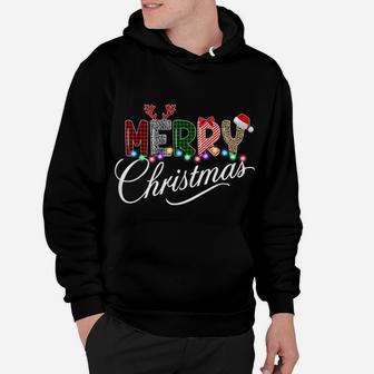 Merry Christmas Leopard Buffalo Red Plaid For Men Women Hoodie | Crazezy
