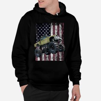 Monster Truck American Flag Racing USA Patriotic Hoodie | Crazezy