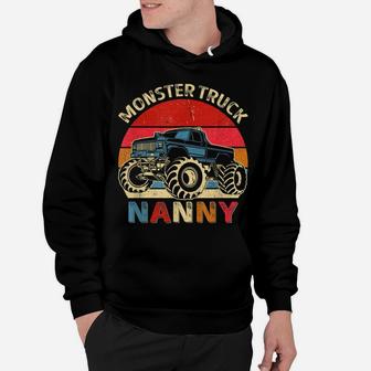 Monster Truck Nanny Matching Family Birthday Party Hoodie | Crazezy