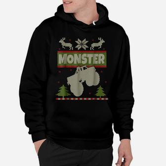 Monster Truck Ugly Christmas Sweater Shirt Big Cars Xmas Tee Hoodie | Crazezy