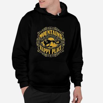Mountains Are My Happy Place Cool Vintage Hiking Camping Hoodie | Crazezy CA