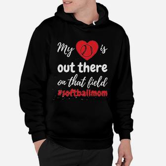 My Heart Is Out There Softball Mom Ladies Zen Hoodie | Crazezy
