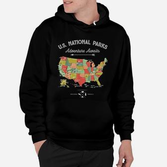 National Parks Map Camping Women Men Hiking Hoodie | Crazezy